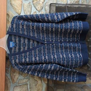 Pendleton Navy Indian Yavapoi Merino Wool Cardigan Sweater